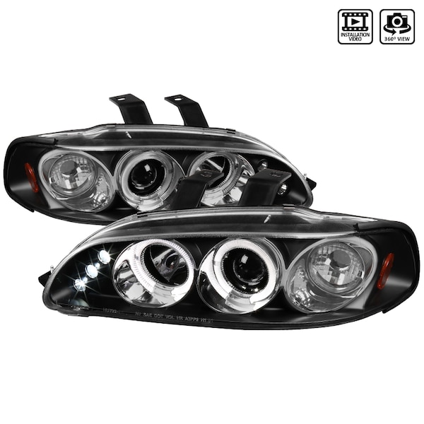 Spec-D Tuning 92-95 Honda Civic Halo LED Projector Black 2LHP-CV923JM-TM - main